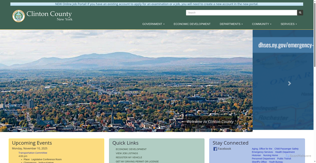 Security scan screenshot of https://clintoncountyny.gov/