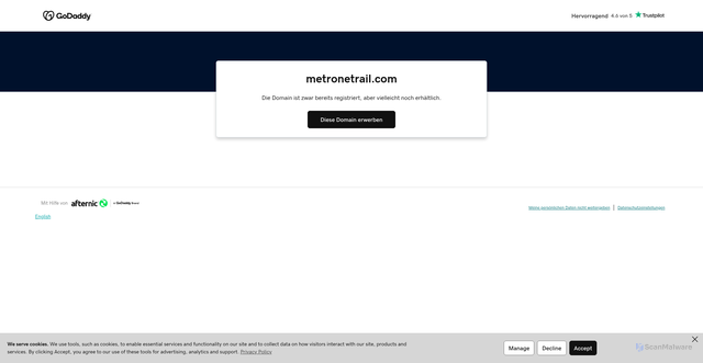 Security scan screenshot of http://www.metronetrail.com