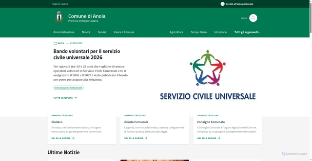 Security scan screenshot of https://comune.anoia.rc.it/