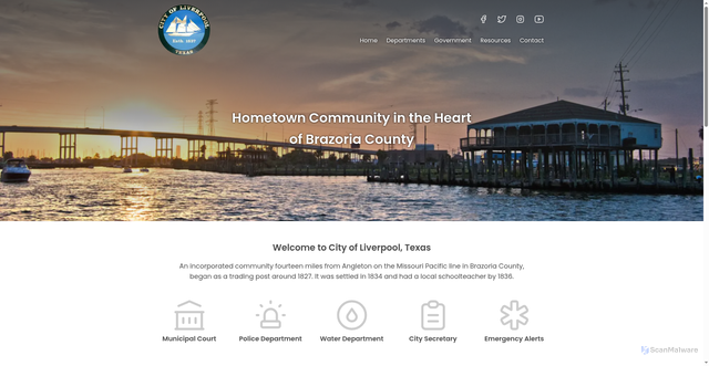 Security scan screenshot of https://www.liverpooltx.gov/