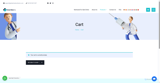 Security scan screenshot of https://globalmedsonlineinc.com/cart/