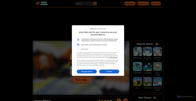 Security scan screenshot of https://snowriderio.io