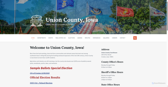 Security scan screenshot of https://unioncountyiowa.gov/