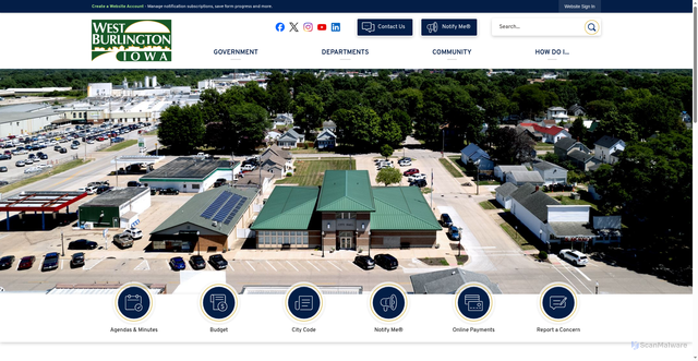 Security scan screenshot of https://westburlingtoniowa.gov/