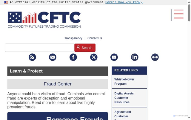 Security scan screenshot of https://www.cftc.gov/LearnAndProtect