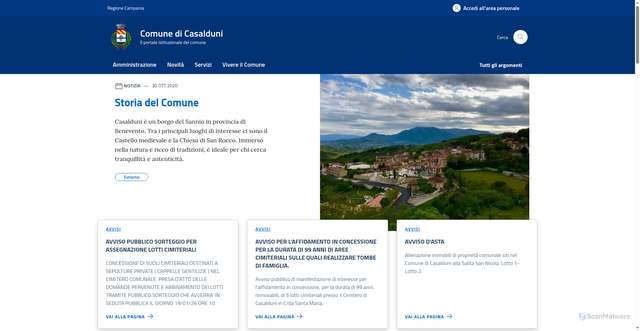 Security scan screenshot of https://www.comune.casalduni.bn.it/