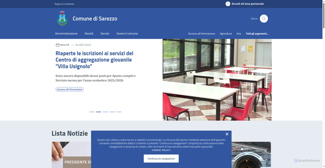 Security scan screenshot of https://comune.sarezzo.bs.it/