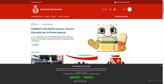 Security scan screenshot of https://www.comune.teramo.it/it