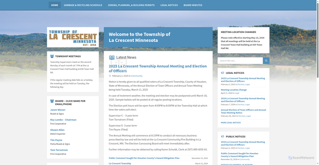 Security scan screenshot of https://www.lacrescenttownship.com/