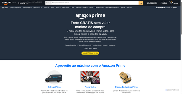 Security scan screenshot of https://www.amazon.com.br/prime