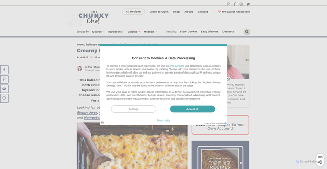 Security scan screenshot of https://www.thechunkychef.com/family-favorite-baked-mac-and-cheese/