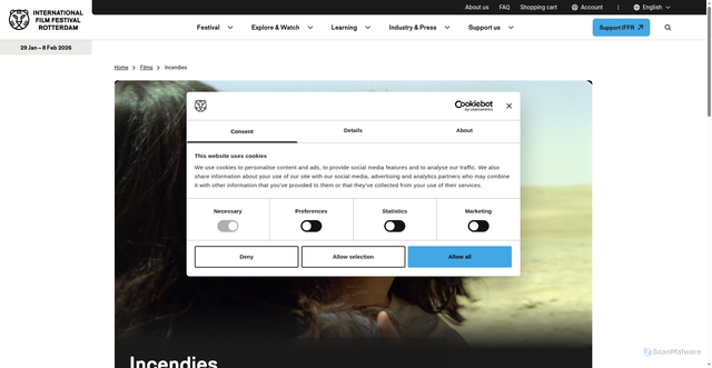 Security scan screenshot of https://iffr.com/en/iffr/2011/films/incendies