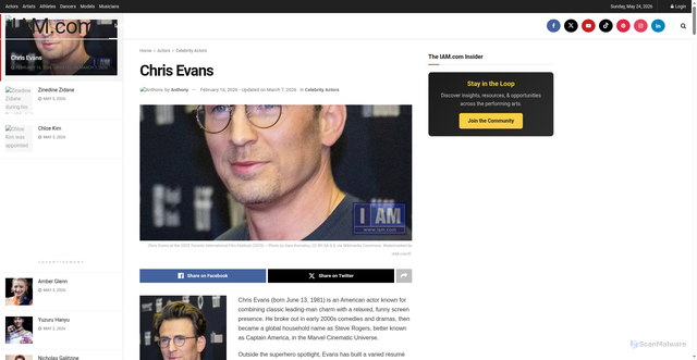 Security scan screenshot of https://www.iam.com/actors/celebrity-actors/chris-evans/