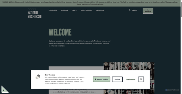 Security scan screenshot of https://www.nationalmuseumsni.org/