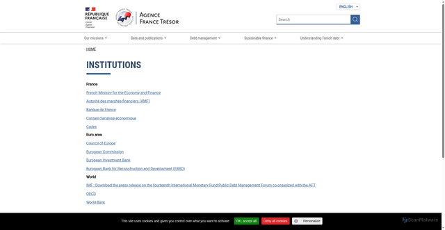 Security scan screenshot of https://www.aft.gouv.fr/en/institutions-links