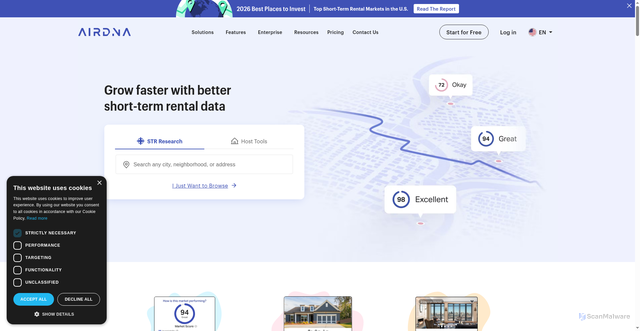 Security scan screenshot of https://airdna.co