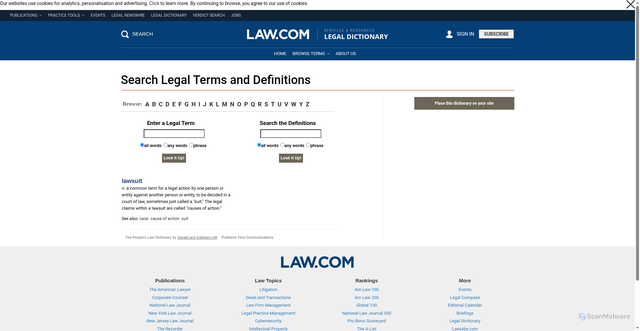 Security scan screenshot of https://dictionary.law.com/Default.aspx?selected=1117