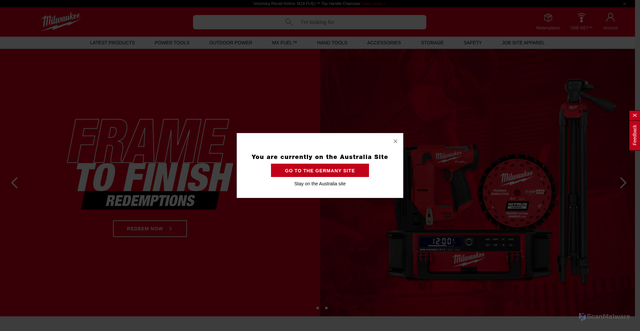 Security scan screenshot of https://www.milwaukeetool.com.au