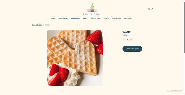 Security scan screenshot of https://www.familyplaybarn.com/product/waffle/224