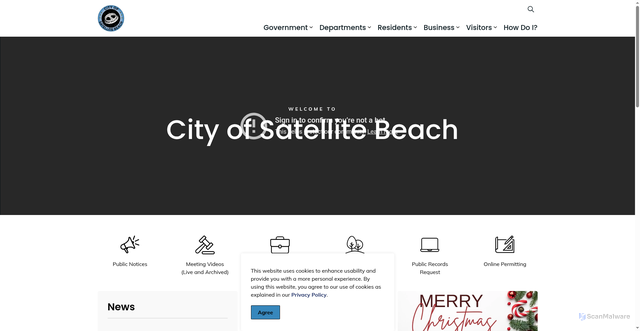 Security scan screenshot of https://www.satellitebeach.gov/