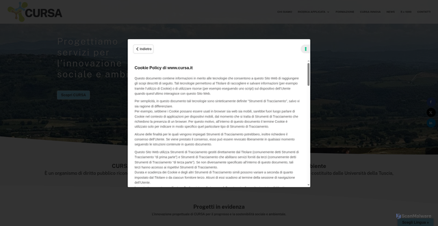 Security scan screenshot of https://www.cursa.it/