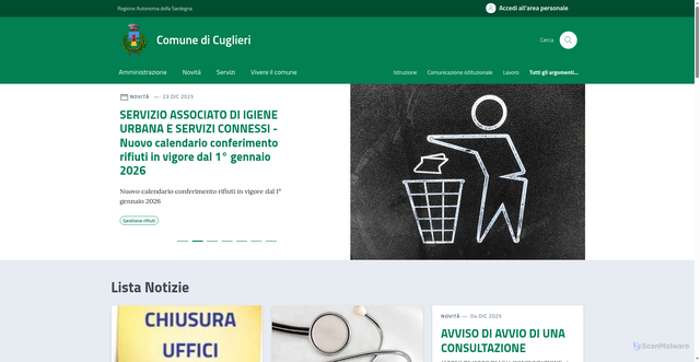 Security scan screenshot of https://www.comune.cuglieri.or.it/
