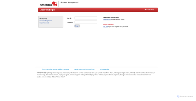 Security scan screenshot of https://webcontent.ameritas.com