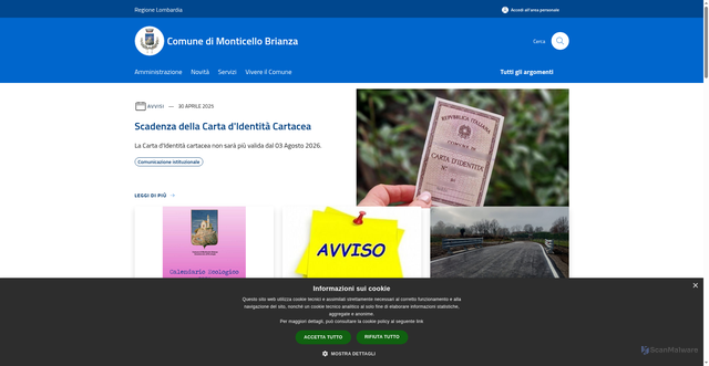 Security scan screenshot of https://www.comune.monticellobrianza.lc.it/it