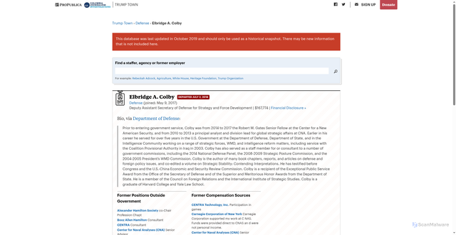 Security scan screenshot of https://projects.propublica.org/trump-town/staffers/elbridge-a-colby