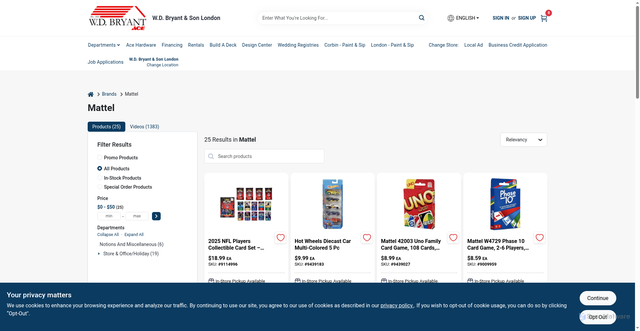 Security scan screenshot of https://wdbryant.com/brands/mattel-2858