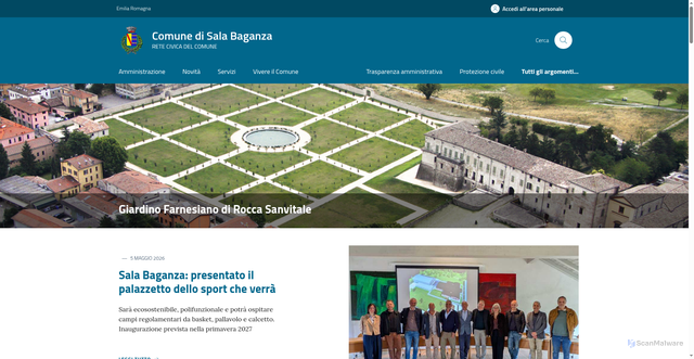Security scan screenshot of https://www.comune.sala-baganza.pr.it