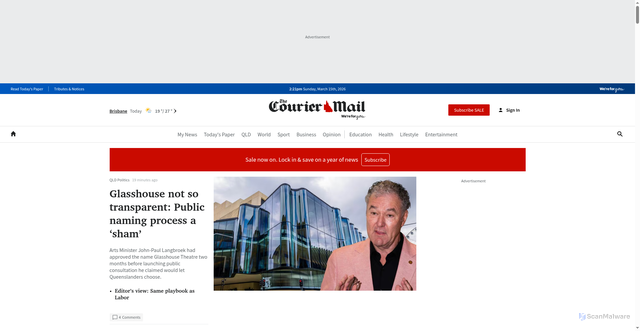 Security scan screenshot of https://www.couriermail.com.au