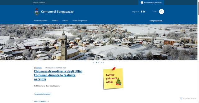 Security scan screenshot of https://www.comune.songavazzo.bg.it/