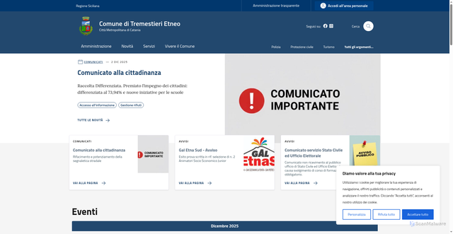 Security scan screenshot of https://comune.tremestieri.ct.it/