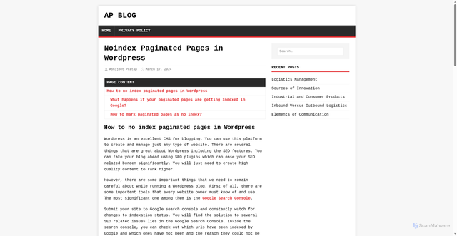 Security scan screenshot of https://abhijeetpratap.pages.dev/noindex-paginated-pages-in-wordpress/