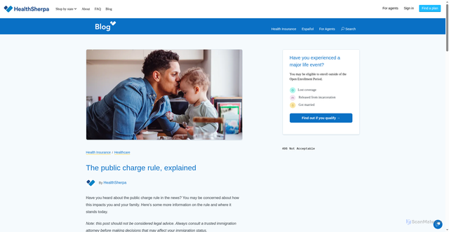 Security scan screenshot of https://blog.healthsherpa.com/the-public-charge-rule-explained/