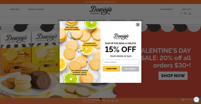 Security scan screenshot of https://deweys.com