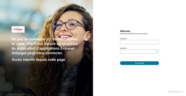 Security scan screenshot of https://extranet.antargaz.fr