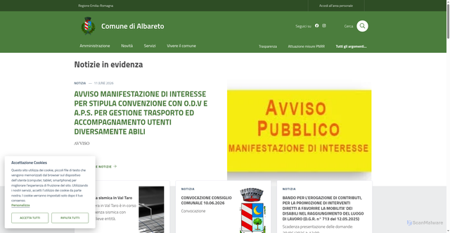 Security scan screenshot of https://www.comune.albareto.pr.it