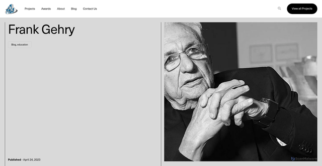 Security scan screenshot of https://scaranoarchitect.com/frank-gehry/