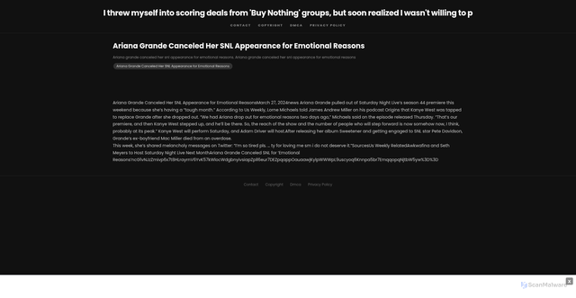 Security scan screenshot of https://dietplancityhugo-yizna5vpb1.edgeone.app/23805-ariana-grande-canceled-her-snl-appearance-for-emotional-reasons.html