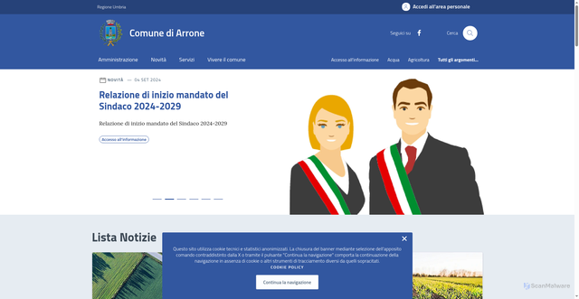 Security scan screenshot of https://comune.arrone.terni.it/