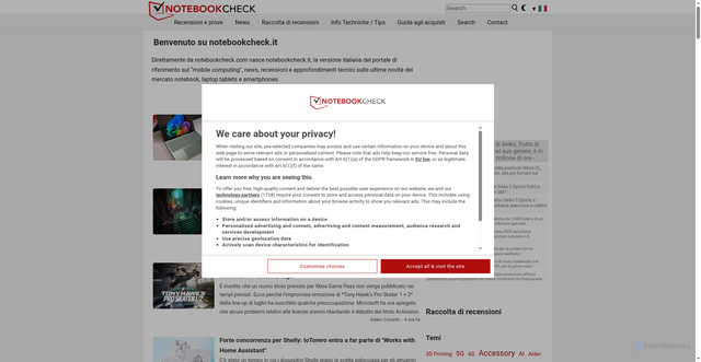 Security scan screenshot of https://www.notebookcheck.it