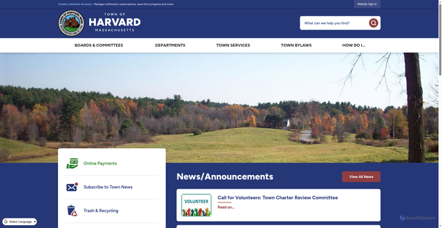 Security scan screenshot of http://www.harvard-ma.gov/
