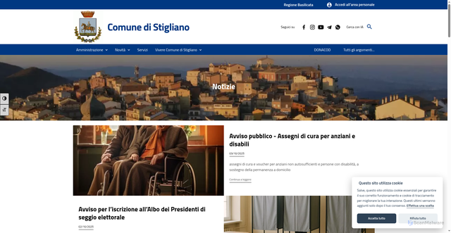 Security scan screenshot of https://www.comune.stigliano.mt.it/