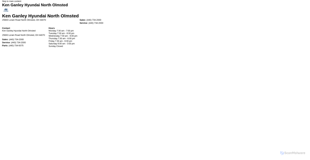 Security scan screenshot of https://www.kenganleyhyundainortholmsted.com/specials/service-print.htm