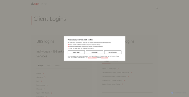 Security scan screenshot of https://direct.credit-suisse.com