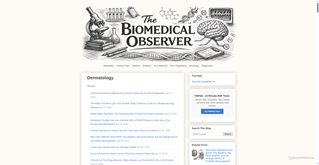 Security scan screenshot of https://biomedical-observer.pages.dev/search/label/Dermatology/
