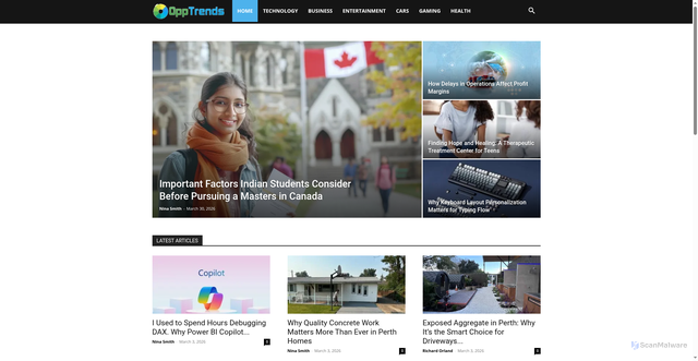 Security scan screenshot of https://www.opptrends.org