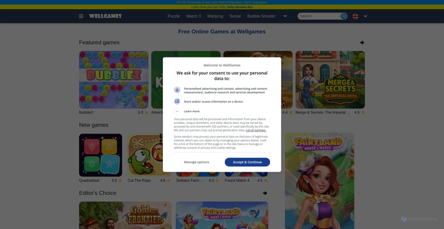 Security scan screenshot of https://wellgames.com/